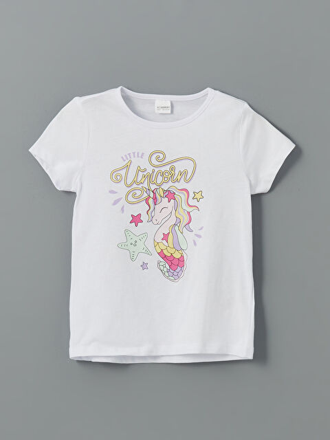 LCW Kids Bisiklet Yaka Baskılı Kız Çocuk Pijama Üst - S5FM17Z1-Q6K