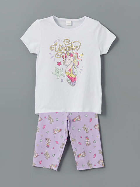 LCW Kids Bisiklet Yaka Kız Çocuk Şortlu Pijama Takımı - S5FM19Z1-Q6K