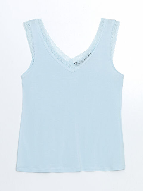 LCW DREAM V Yaka Dantel Detaylı Kadın Pijama Üstü - S5FM22Z8-FUX