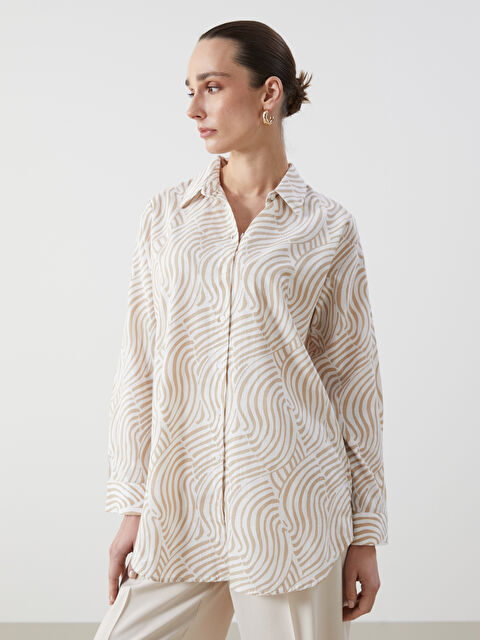 LCWAIKIKI Classic Desenli Kadın Gömlek Tunik - S5FM60Z8-LQB