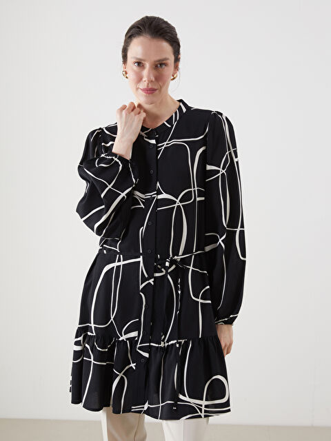 LCWAIKIKI Classic Hakim Yaka Desenli Kadın Gömlek Tunik - S5FM62Z8-LQJ