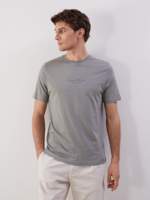 LCWAIKIKI Classic Bisiklet Yaka Baskılı Penye Erkek Tişört - S5FM87Z8-YZY