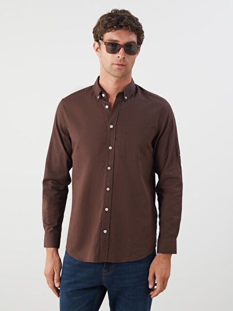 LCWAIKIKI Classic Regular Fit Uzun Kollu Keten Karışımlı Erkek Gömlek - S5FM94Z8-D2N