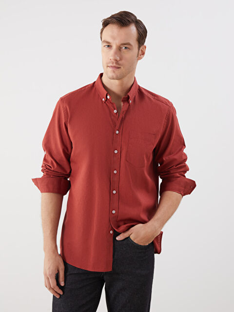 LCWAIKIKI Classic Regular Fit Uzun Kollu Keten Karışımlı Erkek Gömlek - S5FM94Z8-H2X