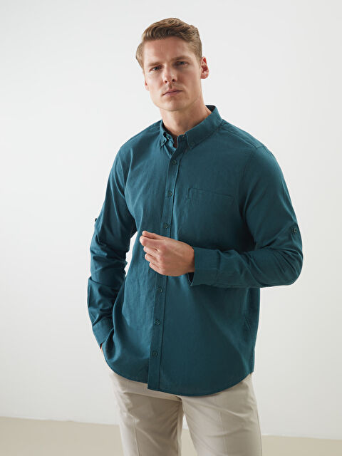 LCWAIKIKI Classic Regular Fit Uzun Kollu Keten Karışımlı Erkek Gömlek - S5FM94Z8-HEV