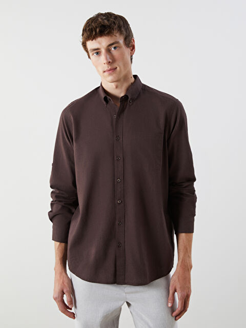 LCWAIKIKI Classic Regular Fit Uzun Kollu Keten Karışımlı Erkek Gömlek - S5FM94Z8-HSK
