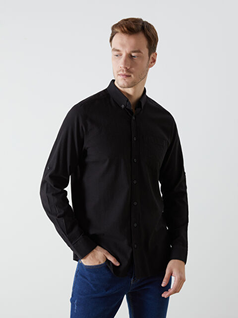 LCWAIKIKI Classic Regular Fit Uzun Kollu Keten Karışımlı Erkek Gömlek - S5FM94Z8-RQL