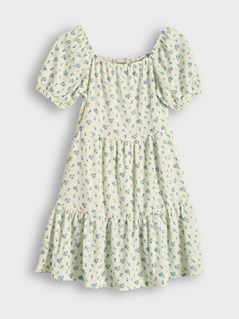 LCW Kids فستان ياقة مربعة للبنات - S5FM98Z4-LRA