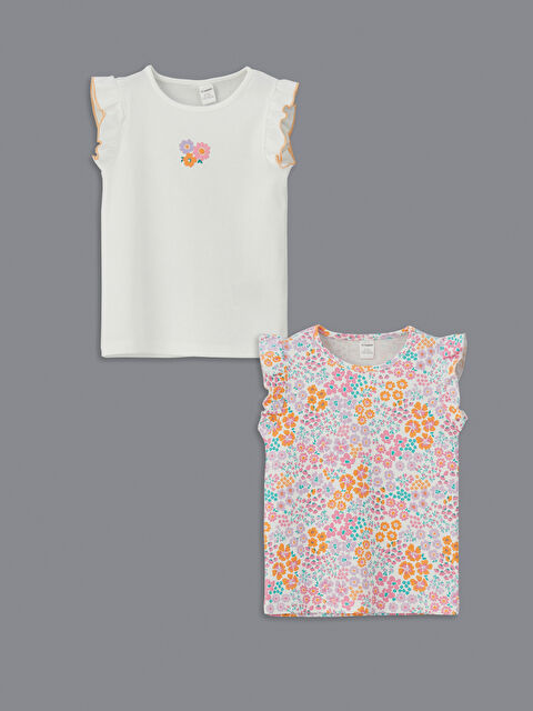 LCW Kids Printed Ruffled Baby Girls' T-Shirt 2 Pack - S5FN50Z1-R9J