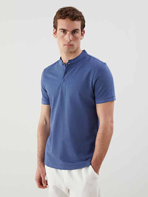 LCWAIKIKI Classic Grandad Collar Short Sleeve Men's T-Shirt - S5FO06Z8-MKQ