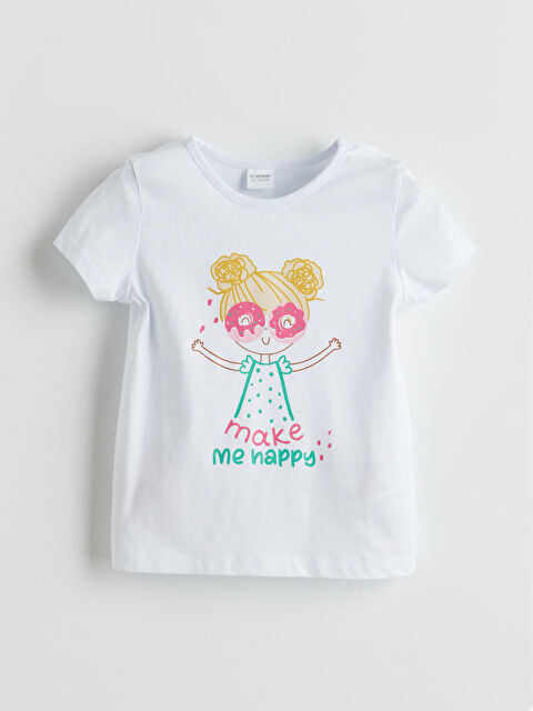 LCW Kids Bisiklet Yaka Baskılı Kız Çocuk Pijama Üst - S5FO54Z1-Q6K