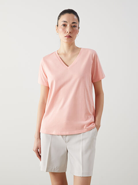 LCWAIKIKI Classic V Yaka Kadın Tişört - S5FP46Z8-FNW