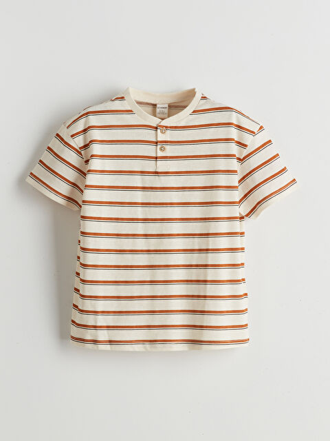 LCW Kids Bisiklet Yaka Çizgili Erkek Çocuk Tişört - S5FQ03Z1-LE8
