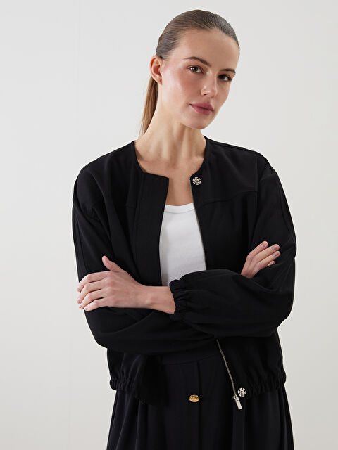 LCWAIKIKI Classic Bisiklet Yaka Oversize Kadın Kolej Ceket - S5FR08Z8-CVL