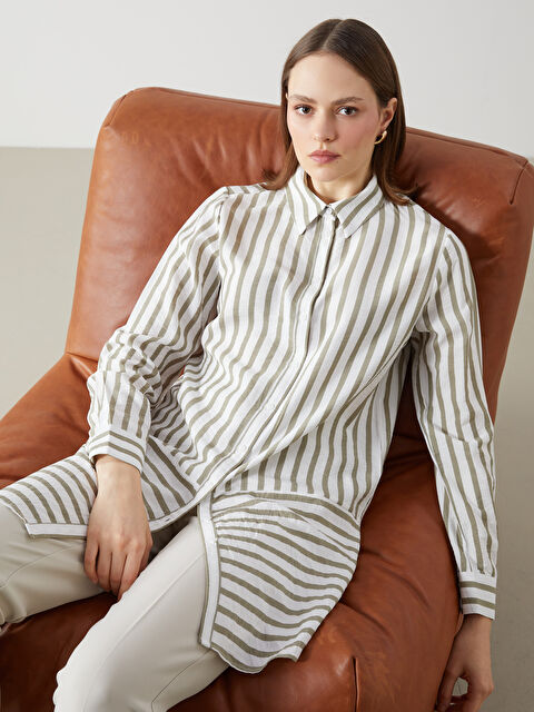 LCWAIKIKI Classic Çizgili Kadın Gömlek Tunik - S5FR24Z8-LGE