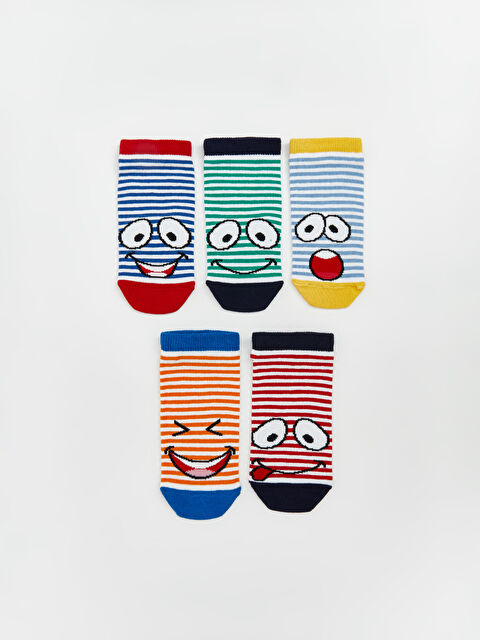 LCW Kids Desenli Erkek Çocuk Patik Çorap 5'li - S5FR42Z4-K00