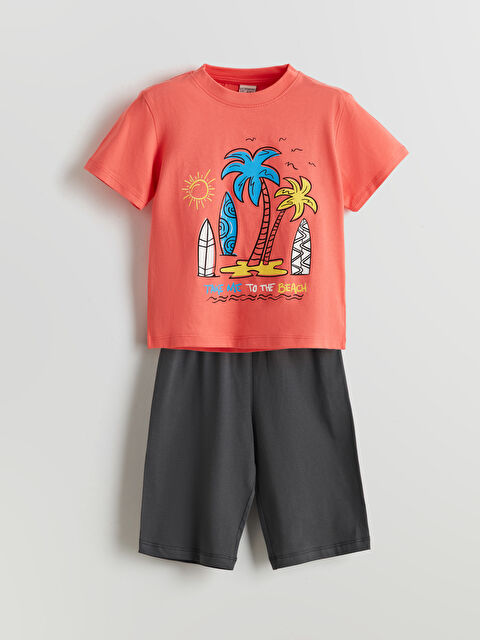 LCW Kids طقم بيجامة قصيرة مطبوع أولاد - S5FT03Z1-GSB