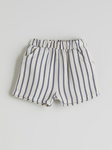 LC WAIKIKI Beli Lastikli Cepli Çizgili Erkek Bebek Şort - S5FT26Z1-LGS