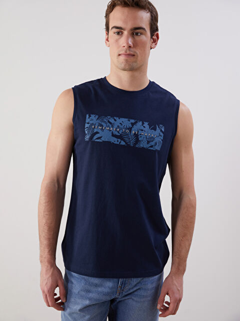 LCWAIKIKI Classic Bisiklet Yaka Baskılı Erkek Kolsuz Tişört - S5FT34Z8-DWP