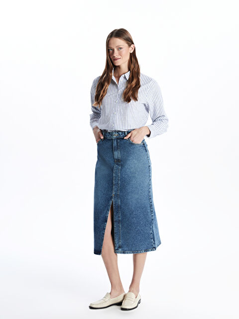 LCWAIKIKI Classic Dar Fit Kadın Jean Etek - S5FT93Z8-H45