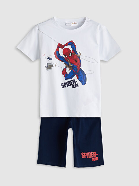 LCW Kids Bisiklet Yaka Spider-Man Baskılı Erkek Çocuk Şortlu Pijama Takımı - S5FU65Z4-Q6K