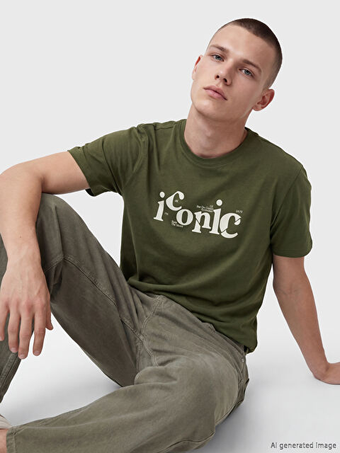 XSIDE Bisiklet Yaka Baskılı Erkek Tişört - S5FU85Z8-LW2