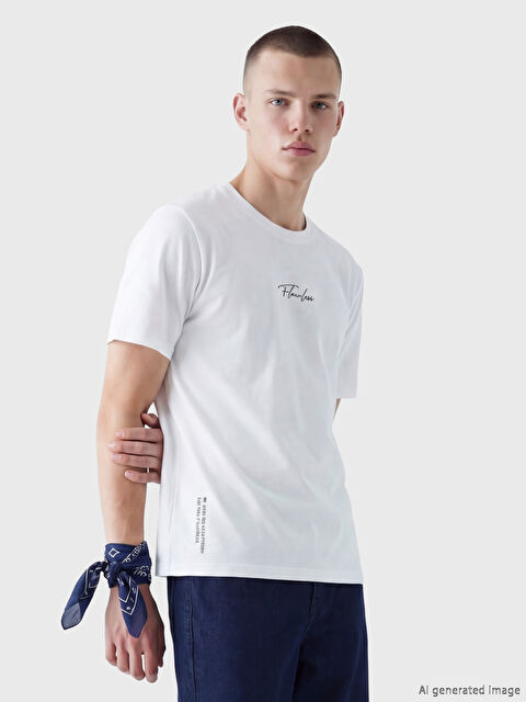 XSIDE  Bisiklet Yaka Baskılı Erkek Tişört - S5FU86Z8-R9J