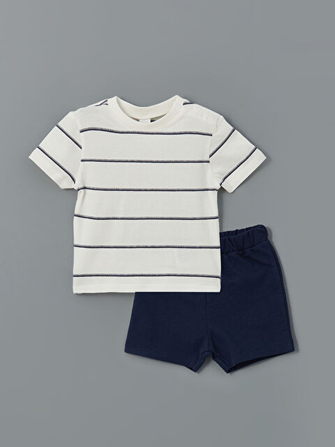 LCW baby Striped Baby Girls' T-Shirt and Shorts 2 Pack - S5FV46Z1-LFC
