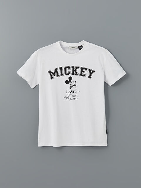 MIKIページ XSIDE Crew Neck Mickey Mouse Printed Jersey Women's T-Shirt