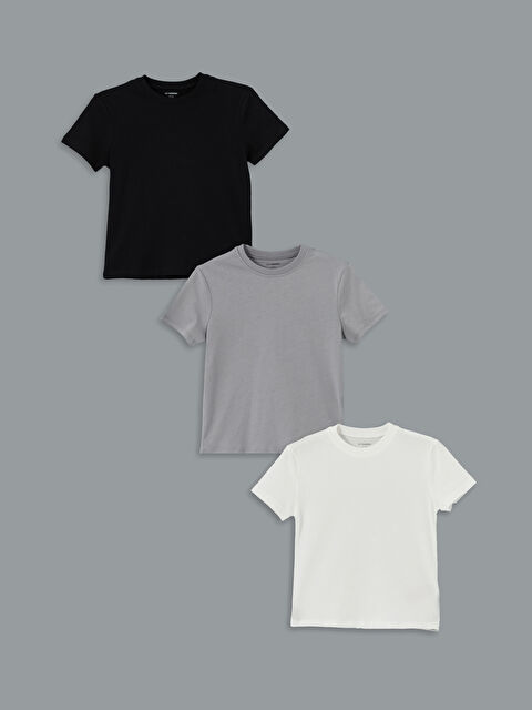 LCW Kids Bisiklet Yaka Erkek Çocuk Tişört 3'lü - S5FY63Z1-R9J