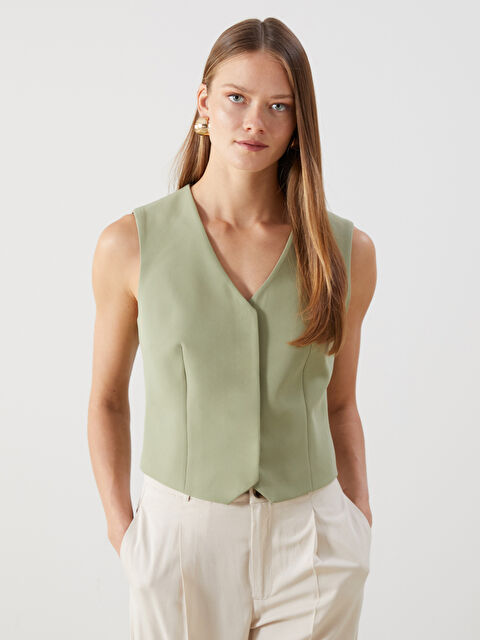 LCWAIKIKI Classic V Neck Women's Classic Waistcoat - S5G078Z8-FGB