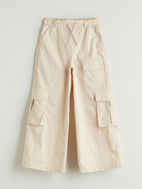 LCW Kids Beli Lastikli Kız Çocuk Kargo Pantolon - S5G088Z4-RMT