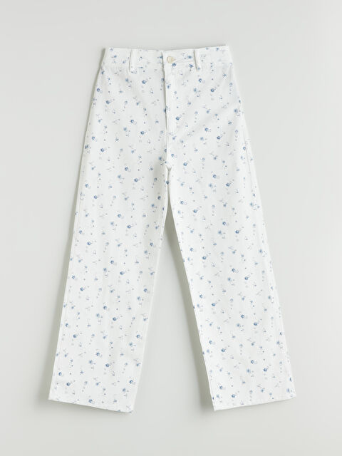 LCW Kids Wideleg Çiçekli Kız Çocuk Pantolon - S5G089Z4-LRA