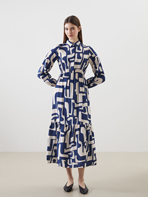 LCW Modest Gömlek Yaka Desenli Elbise - S5G104Z8-LSJ