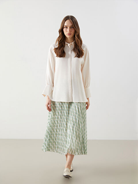 LCW Modest Beli Lastikli Desenli Şifon Kadın Pileli Etek - S5G115Z8-LRP