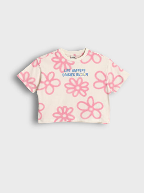 LCW Kids Crew Neck Printed Girls' T-Shirt - S5G143Z4-LRA