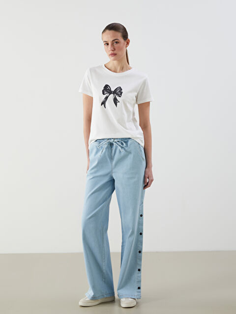 LCW Jeans جينز واسع الأرجل بخصر مطاطي للسيدات - S5G206Z8-311