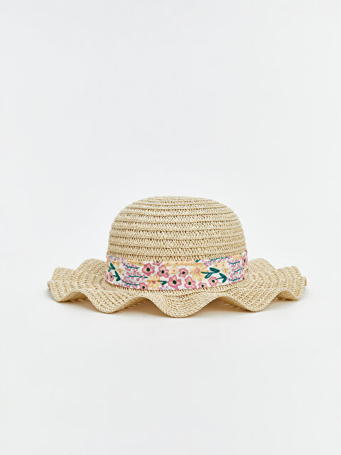 LCW baby Çiçek Desenli Hasır Kız Bebek Şapka - S5G225Z1-G7K