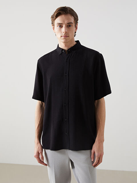 LCW Vision Regular Fit Kısa Kollu Keten Karışımlı Erkek Gömlek - S5G254Z8-CVL