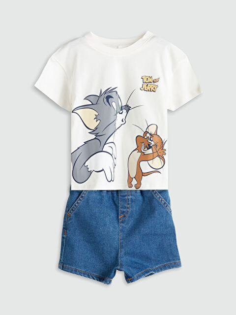 LCW baby Tom & Jerry Baskılı Erkek Bebek Tişört ve Şort 2'li - S5G275Z1-FDV