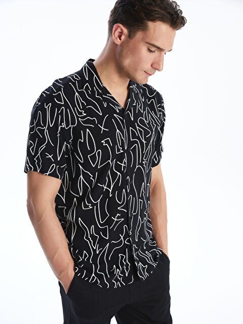 LCW Vision Chemise pour Hommes à Manches Courtes À Motifs en Viscose Coupe Régulière - S5G305Z8-LQJ