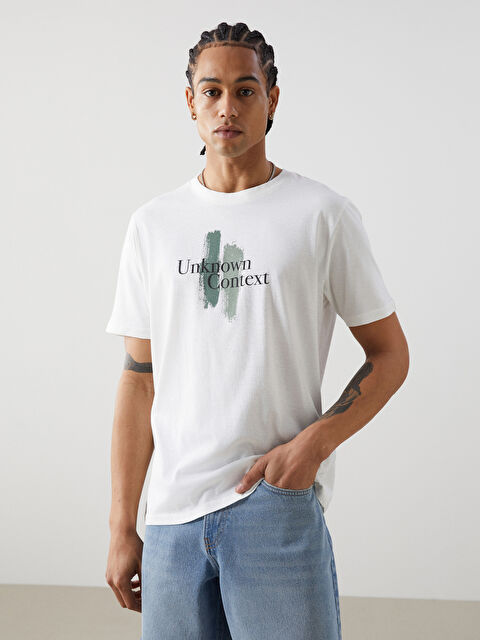 XSIDE Bisiklet Yaka Baskılı Penye Erkek Tişört - S5G338Z8-R9J