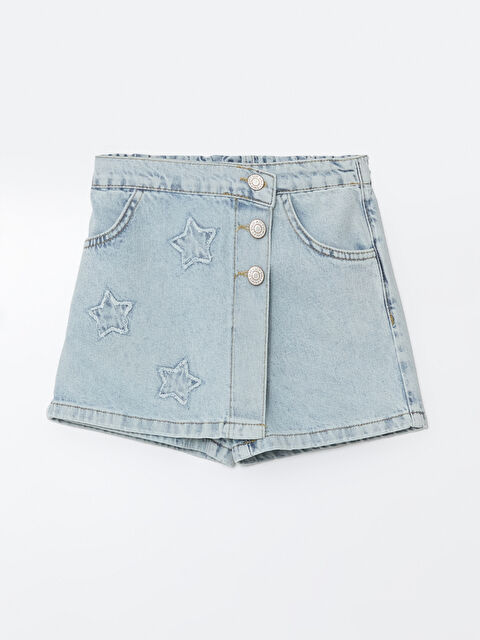 LCW ECO Beli Lastikli Kız Çocuk Jean Şort Etek - S5G377Z4-SHK