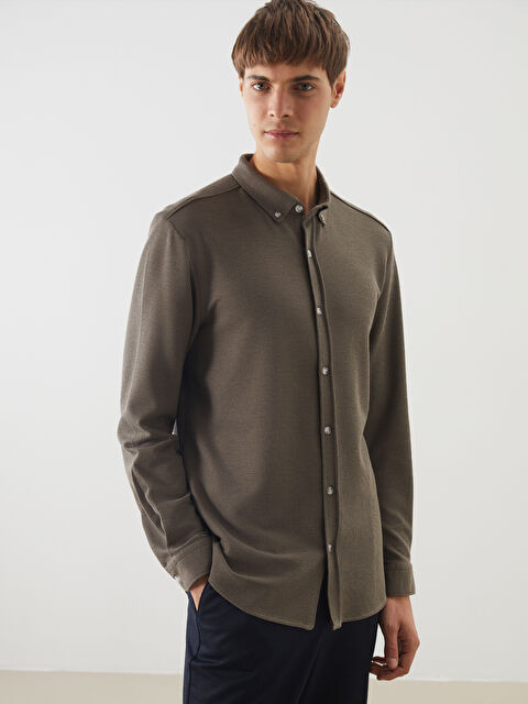 LCW Vision Slim Fit Uzun Kollu Erkek Gömlek - S5G408Z8-DYG