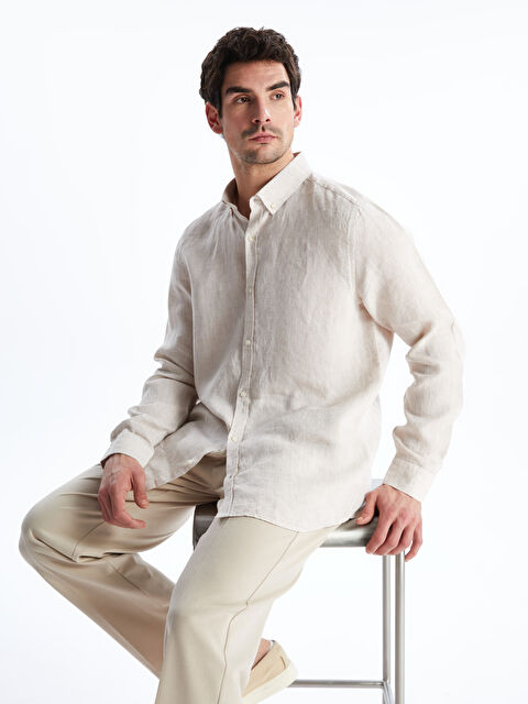 LCW Vision Slim Fit Uzun Kollu %100 Keten Erkek Gömlek - S5G409Z8-VZD