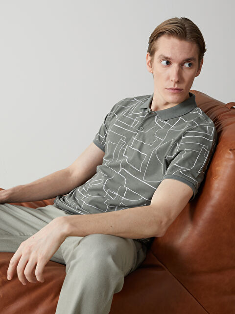 LCW Vision Polo Yaka Kısa Kollu Desenli Pike Erkek Tişört - S5G424Z8-VE2