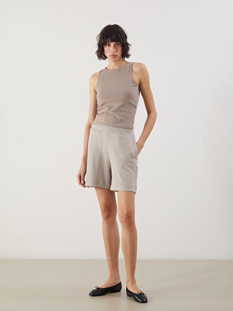 LCW Vision Beli Lastikli Kadın Şort - S5G435Z8-GEY