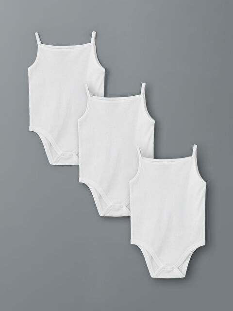 LCW baby Organik Kumaş Kız Bebek Çıtçıtlı Bodysuit 3'lü - S5G445Z1-R9J
