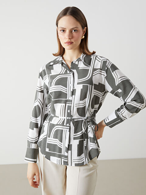 LCWAIKIKI Classic Desenli Oversize Kadın Gömlek - S5G485Z8-LRR