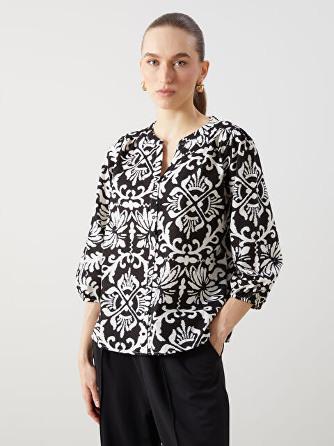 LCWAIKIKI Classic Kaçık Yaka Desenli Kadın Bluz - S5G490Z8-LQJ